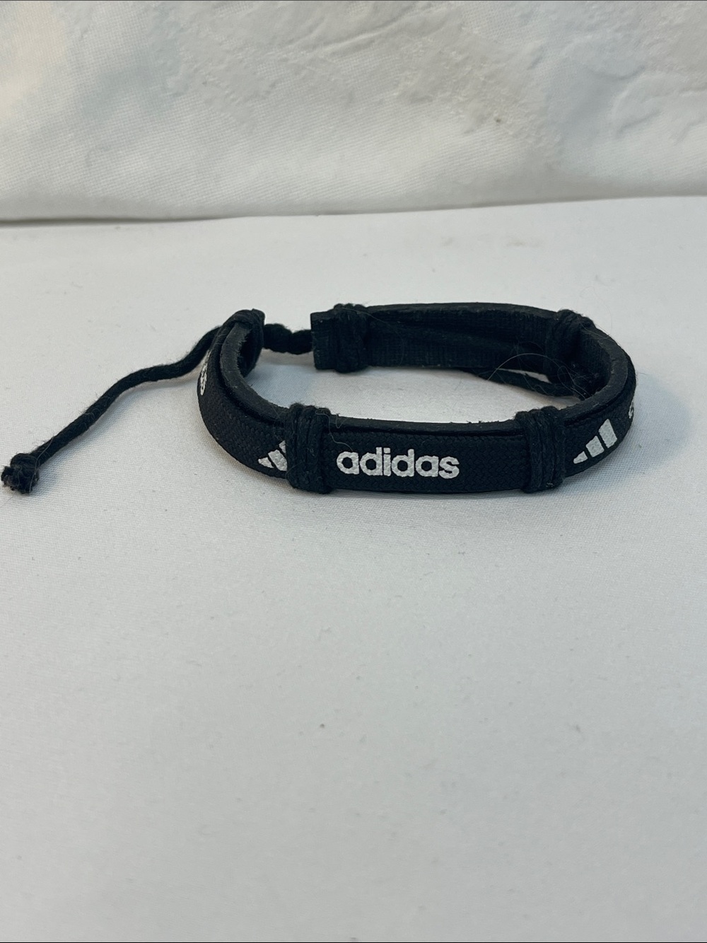 adidas Black and White Cord Logo Bracelet